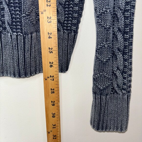 Carbon 2 Cobalt Sweater Size L Stavenger Blue Full Zip Cable Knit Linen Cotton - Picture 10 of 13